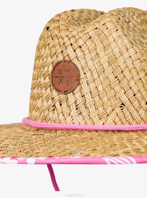 X4FH1117 shocking pink hello aloha Pina To My Colada Sun Hat Women Roxy | Hats