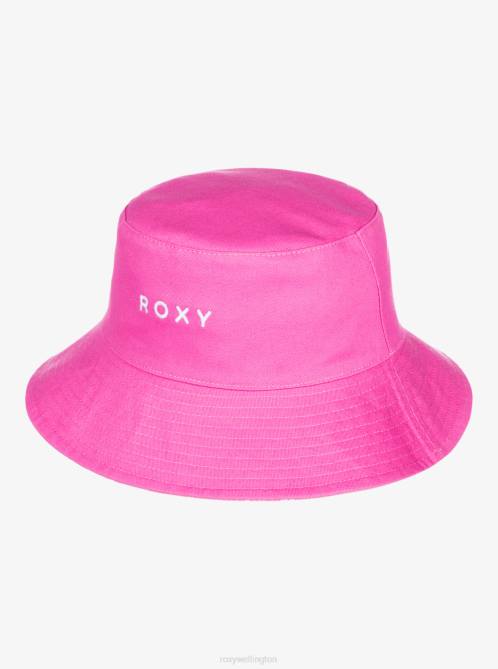 X4FH1119 shocking pink hello aloha Jasmine Paradise Reversible Bucket Hat Women Roxy | Hats