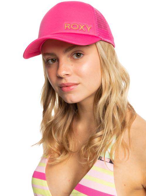 X4FH1125 shocking pink Finishline Trucker Hat Women Roxy | Hats