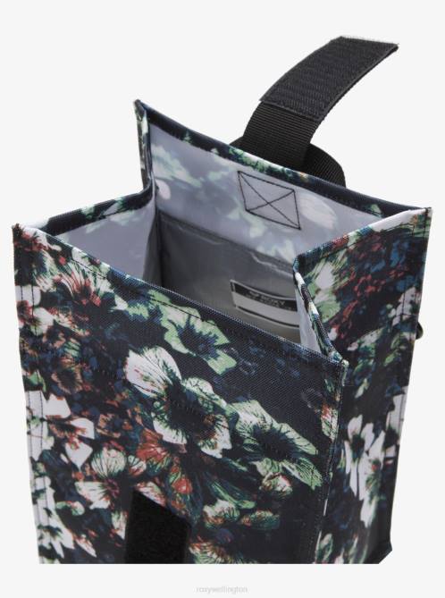 X4FH1179 anthracite black flowers la Lunch Hour Insulated Lunch Bag Women Roxy | Others
