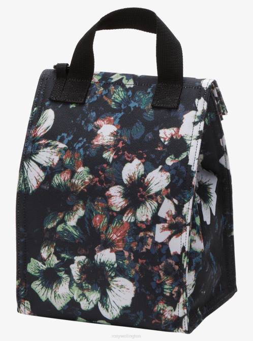 X4FH1179 anthracite black flowers la Lunch Hour Insulated Lunch Bag Women Roxy | Others