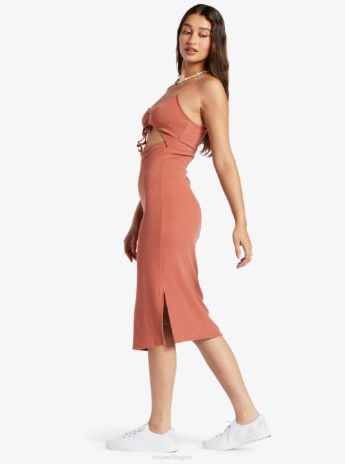 X4FH108 redwood burl Wavey Rib Knit Dress Women Roxy | Dresses