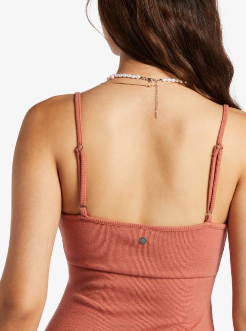 X4FH108 redwood burl Wavey Rib Knit Dress Women Roxy | Dresses