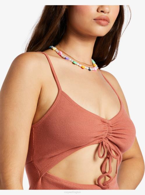 X4FH108 redwood burl Wavey Rib Knit Dress Women Roxy | Dresses