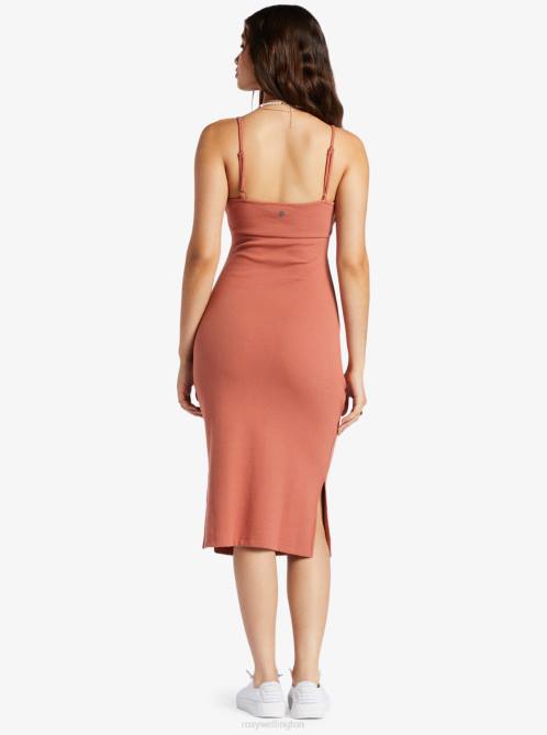 X4FH108 redwood burl Wavey Rib Knit Dress Women Roxy | Dresses