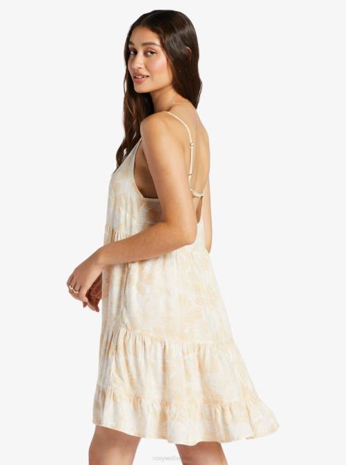 X4FH164 tapioca crazy hibiscus Teen Dream Short Length Strappy Dress Women Roxy | Dresses