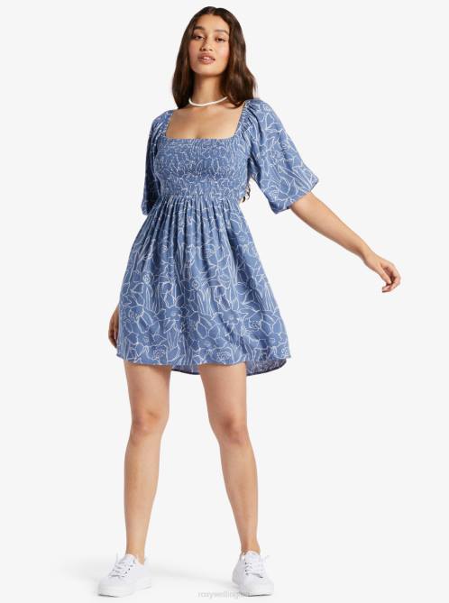 X4FH191 bijou bue linear floral Satin Sands Mini Dress Women Roxy | Dresses