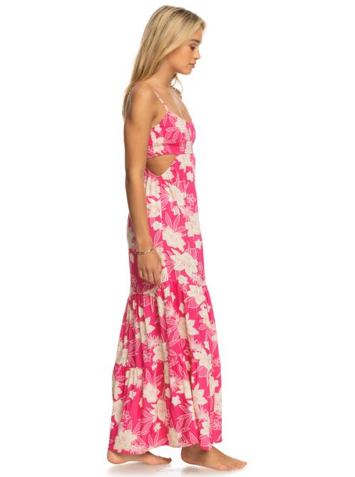 X4FH25 shocking pink wild oasis Hot Tropics Maxi Dress Women Roxy | Dresses