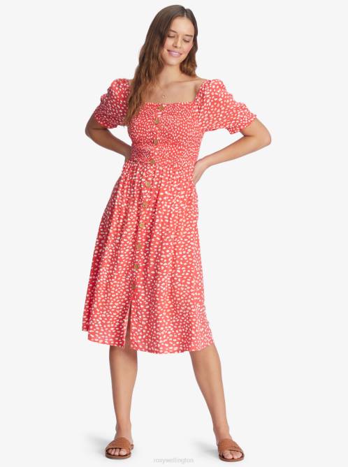 X4FH299 hibiscus wild dots Sunshine Mind Woven Dress Women Roxy | Dresses