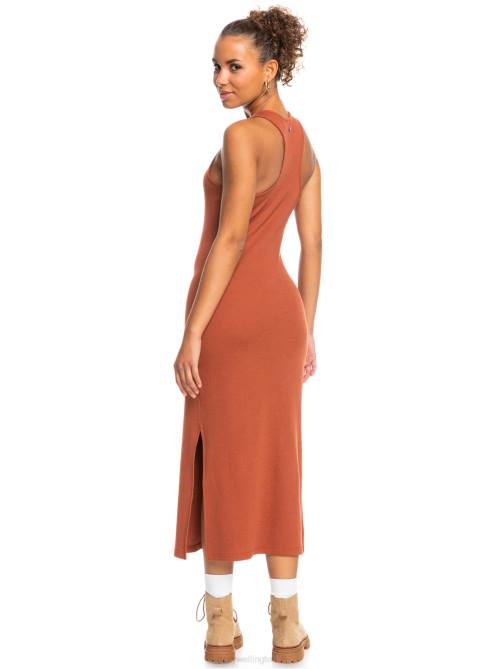 X4FH307 baked clay Moon Glow Rib Knit Dress Women Roxy | Dresses