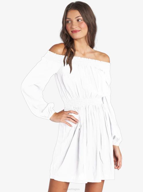 X4FH315 snow white Dream Escape Woven Off The Shoulder Dress Women Roxy | Dresses