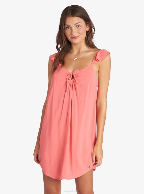 X4FH340 tea rose Future Thoughts Woven Strappy Mini Dress Women Roxy | Dresses