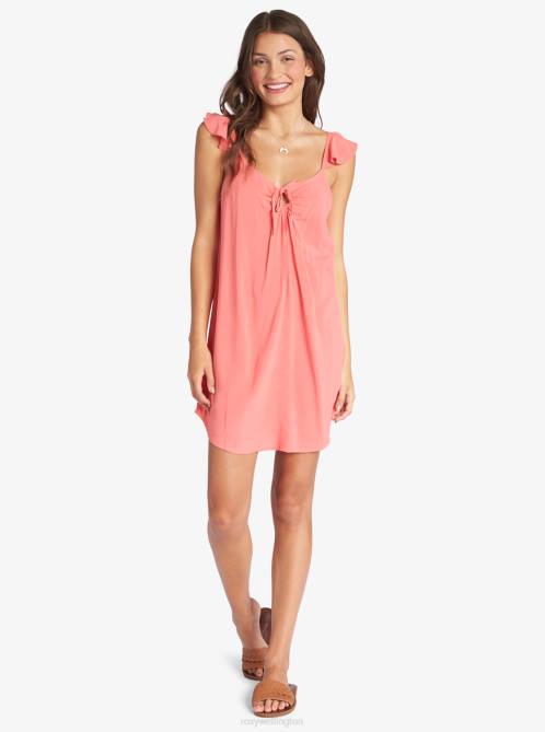X4FH340 tea rose Future Thoughts Woven Strappy Mini Dress Women Roxy | Dresses