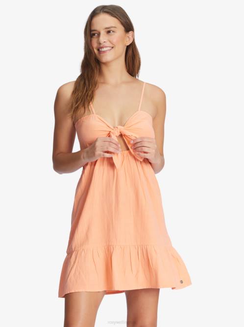 X4FH368 papaya punch Moonlit Tide Short Length Strappy Dress Women Roxy | Dresses