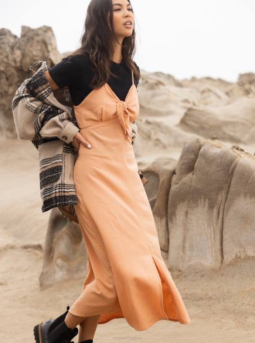 X4FH381 toasted nut Bittersweet Step Midi Dress Women Roxy | Dresses