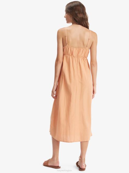 X4FH381 toasted nut Bittersweet Step Midi Dress Women Roxy | Dresses