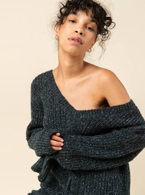 X4FH493 anthracite Turn A Corner Knit Dress Women Roxy | Dresses