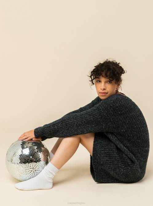 X4FH493 anthracite Turn A Corner Knit Dress Women Roxy | Dresses