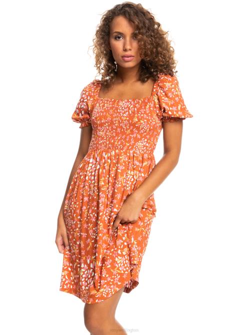 X4FH502 baked clay dancing days Hello Petal Woven Mini Dress Women Roxy | Dresses