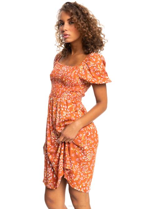 X4FH502 baked clay dancing days Hello Petal Woven Mini Dress Women Roxy | Dresses