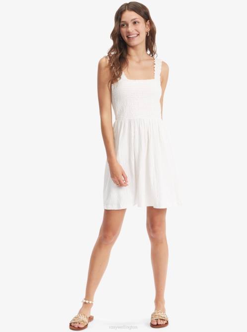 X4FH511 snow white Hanging 10 Off The Shoulder Mini Dress Women Roxy | Dresses