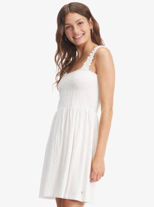 X4FH511 snow white Hanging 10 Off The Shoulder Mini Dress Women Roxy | Dresses