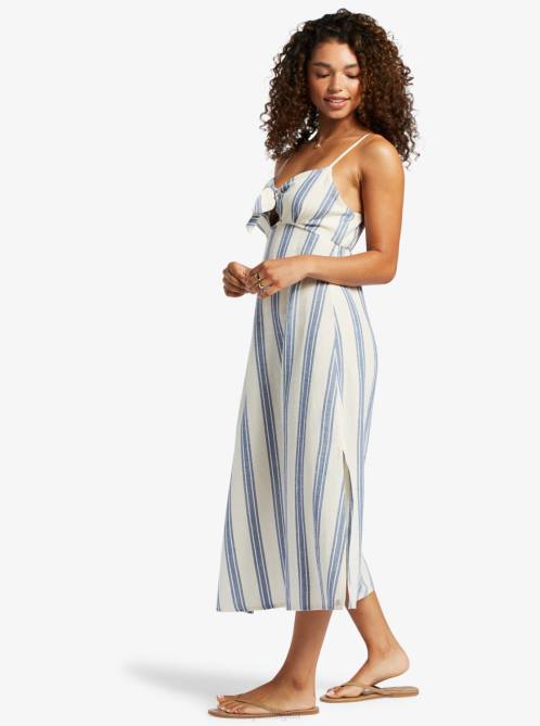 X4FH51 bayside stripe Sweetest Step Midi Dress Women Roxy | Dresses