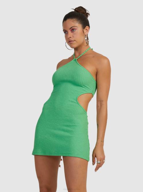 X4FH527 green dream Izabella Halter Dress Women Roxy | Dresses