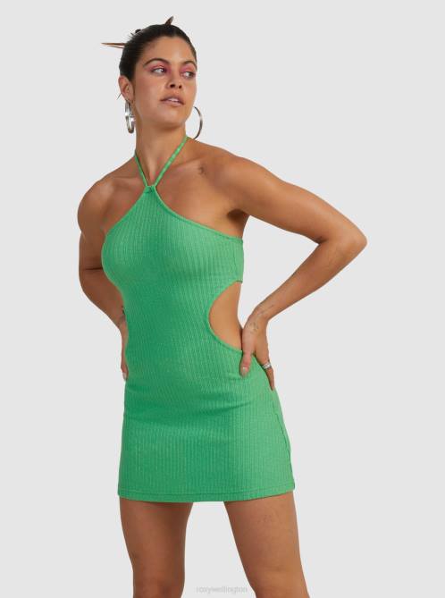 X4FH527 green dream Izabella Halter Dress Women Roxy | Dresses
