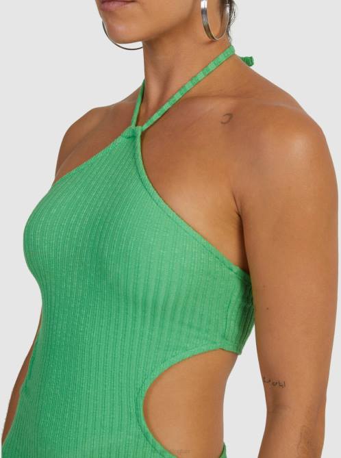 X4FH527 green dream Izabella Halter Dress Women Roxy | Dresses