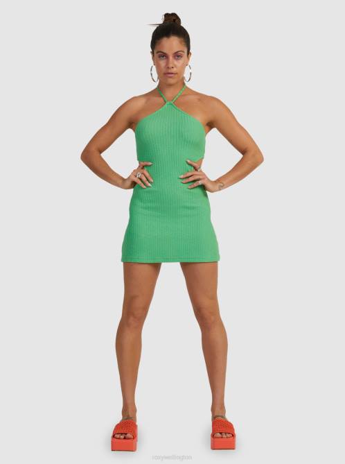 X4FH527 green dream Izabella Halter Dress Women Roxy | Dresses