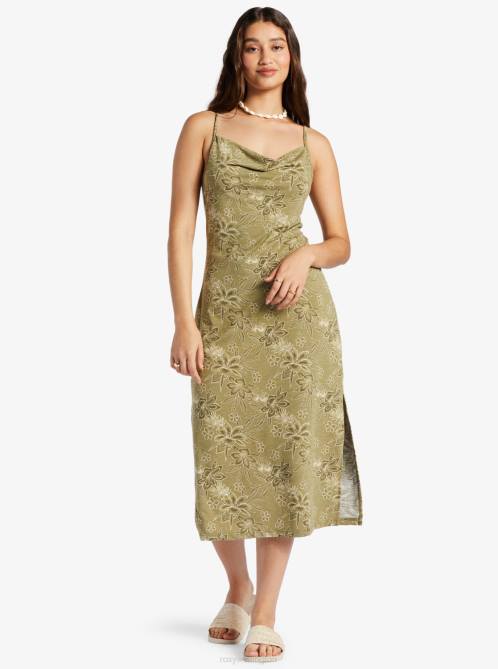 X4FH54 deep lichen wild oasis Last Dance Midi Dress Women Roxy | Dresses