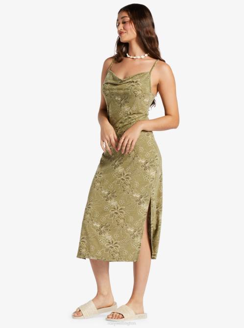 X4FH54 deep lichen wild oasis Last Dance Midi Dress Women Roxy | Dresses