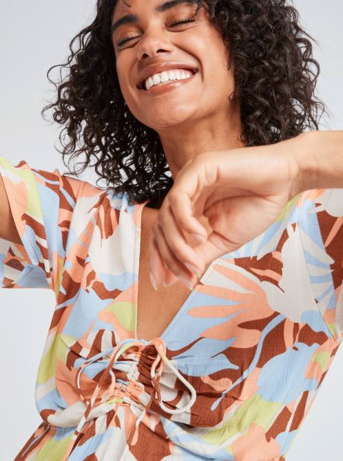 X4FH550 rustic brown floraldelic Summer Flow Printed Mini Dress Women Roxy | Dresses