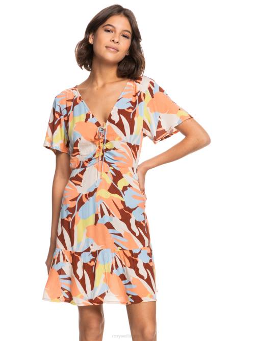 X4FH550 rustic brown floraldelic Summer Flow Printed Mini Dress Women Roxy | Dresses