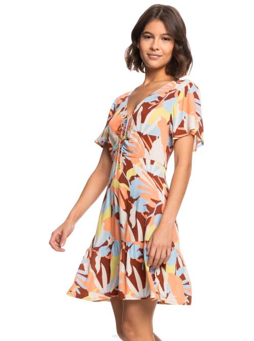 X4FH550 rustic brown floraldelic Summer Flow Printed Mini Dress Women Roxy | Dresses