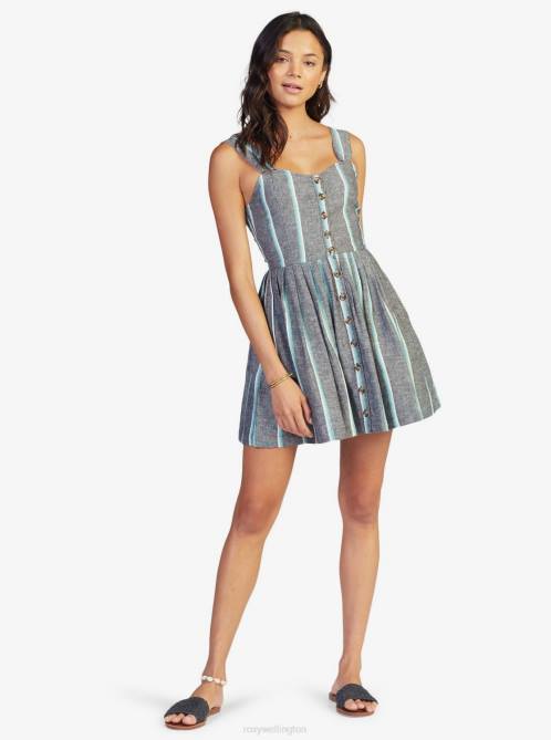 X4FH566 anthracite sunrise stripe Sunlit Twist Dress Women Roxy | Dresses