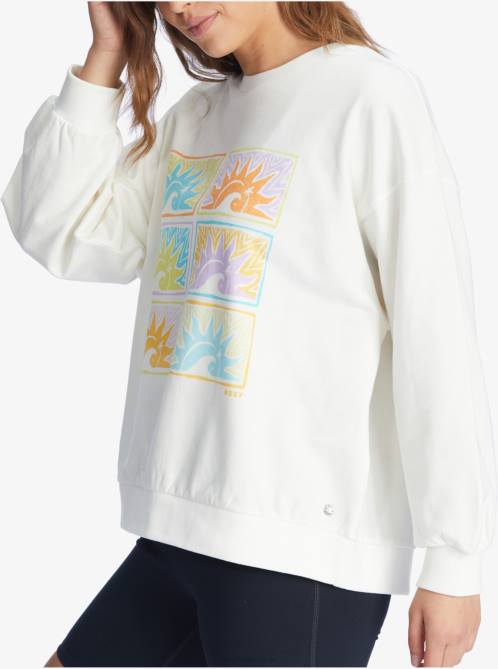 X4FH165 snow white Morning Hike Sweatshirt Women Roxy | Sweatshirts