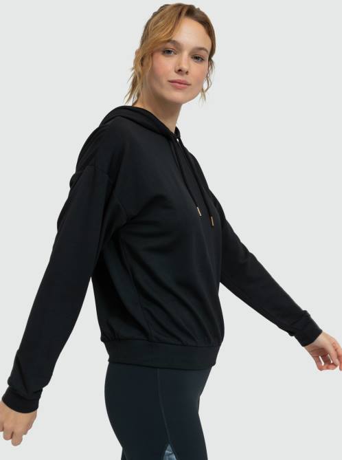 X4FH171 anthracite Surfing By Moonlight Long Sleeve Lounge Hoodie Women Roxy | Hoodies