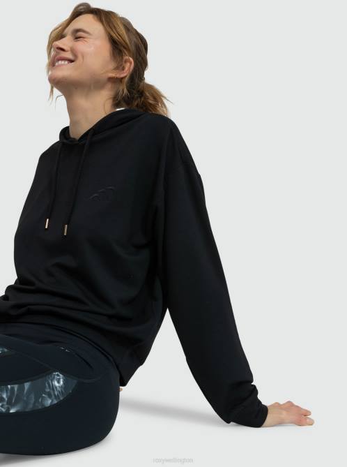 X4FH171 anthracite Surfing By Moonlight Long Sleeve Lounge Hoodie Women Roxy | Hoodies