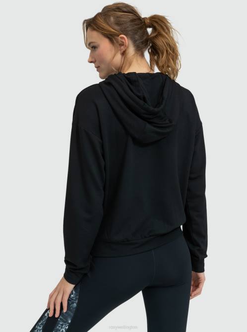 X4FH171 anthracite Surfing By Moonlight Long Sleeve Lounge Hoodie Women Roxy | Hoodies