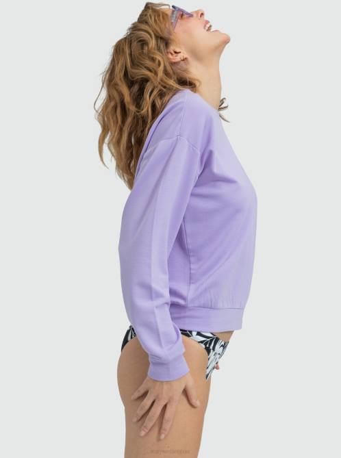 X4FH177 purple rose Surfing By Moonlight Long Sleeve Lounge Top Women Roxy | Hoodies