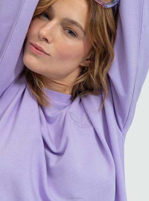 X4FH177 purple rose Surfing By Moonlight Long Sleeve Lounge Top Women Roxy | Hoodies