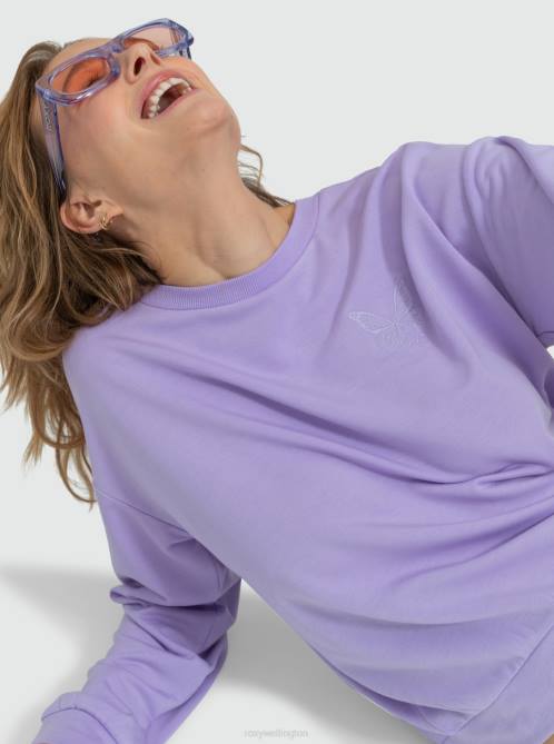 X4FH177 purple rose Surfing By Moonlight Long Sleeve Lounge Top Women Roxy | Hoodies