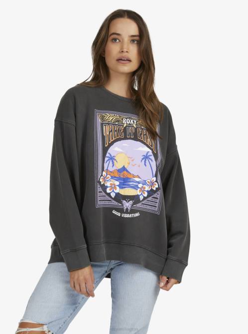 X4FH196 anthracite Into The Night Sweatshirt Women Roxy | Sweatshirts