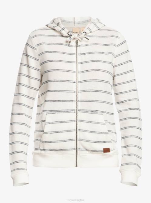 X4FH250 snow white horiz will stripes Perfect Wave Stripes Zip-Up Hoodie Women Roxy | Hoodies