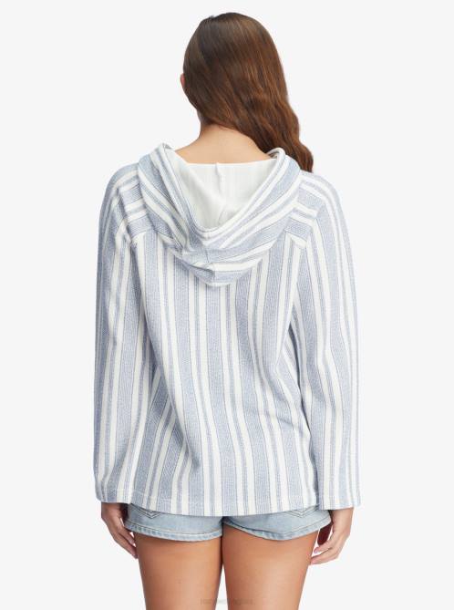 X4FH255 snow white beachside stripe Wild And Free Poncho Style Hoodie Women Roxy | Hoodies
