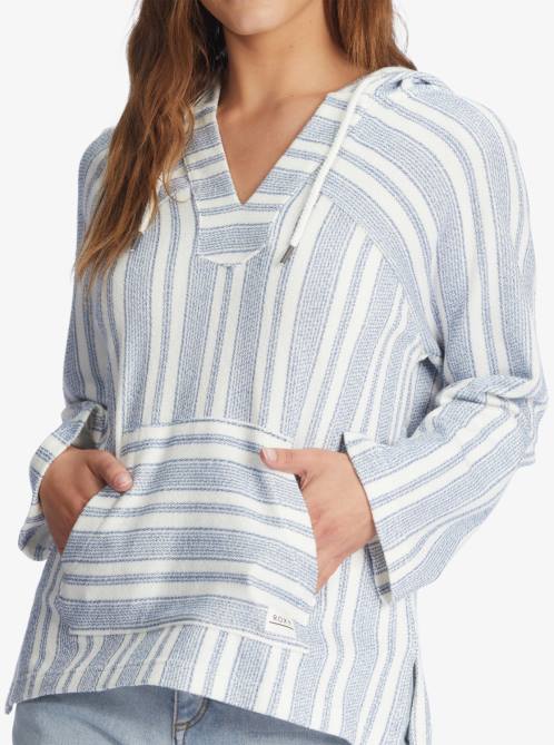 X4FH255 snow white beachside stripe Wild And Free Poncho Style Hoodie Women Roxy | Hoodies