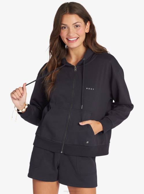 X4FH320 anthracite Evening Hike Zip Up Hoodie Women Roxy | Hoodies