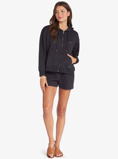 X4FH320 anthracite Evening Hike Zip Up Hoodie Women Roxy | Hoodies